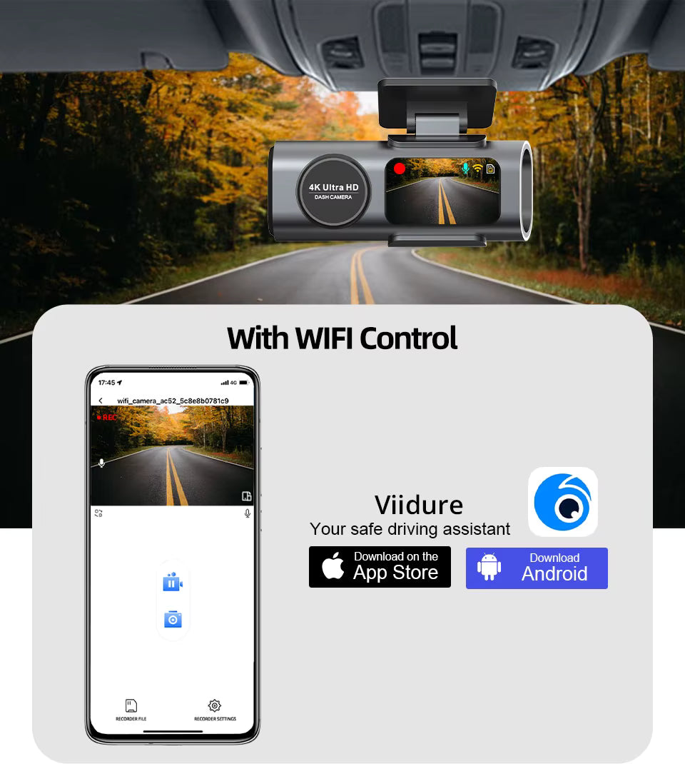 4K Car Dash Camera Night Vision